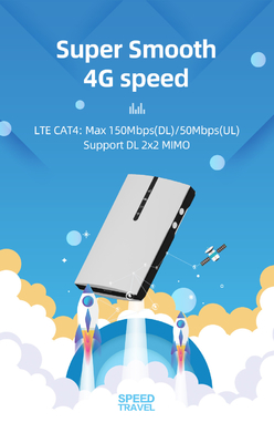 Kecepatan Tinggi 150Mbps Mobile Hotspot 4G Lte Router Untuk Perjalanan Baterai 2100mAh